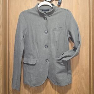 Banana Republic Military Piqué Knit Stand Collar Jacket Gray Academic Gorpcore